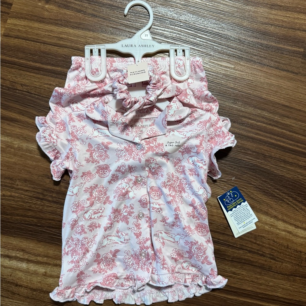 Laura Ashley Pink & White Floral Ruffle Blouse for Girls